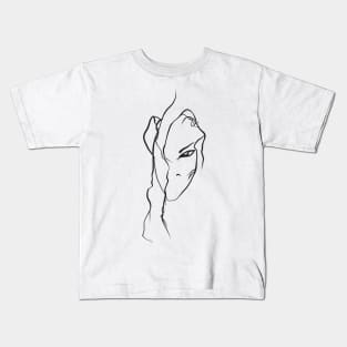 Lineart charming girl face Kids T-Shirt